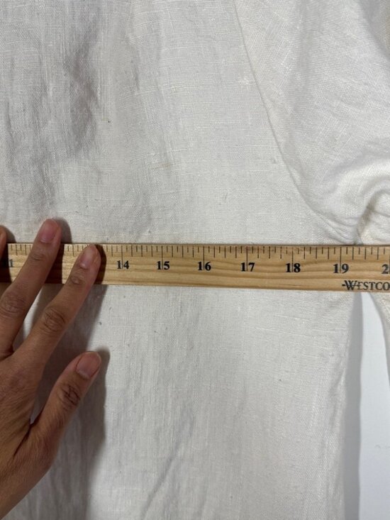 Vintage Harve Benard Linen Dress Cream Embroidered Midi Minimalist Casual - Picture 13 of 16